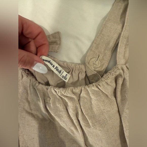 ABERCROMBIE & FITCH Women's Beige Linen Cross Back Tank Blouse Size Small - Picture 6 of 6